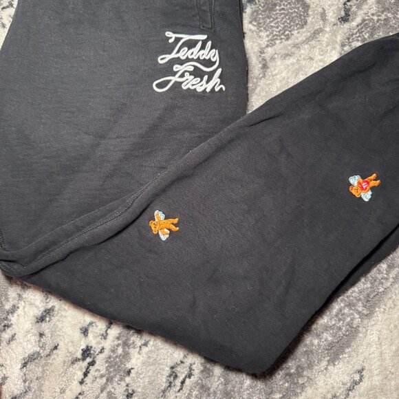 Teddy Fresh Black Embroidered Angel Teddy Bear Jogger Sweatpants - Picture 3 of 10